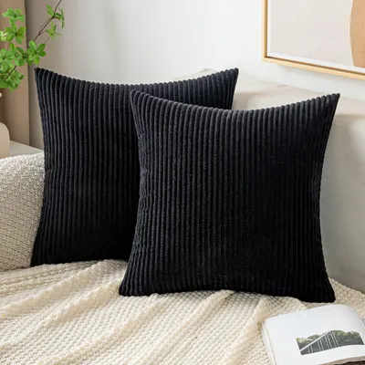 Produktbild von Kissenbezug 50x50 cm Cord-Samt 2-teiliges Set schwarz