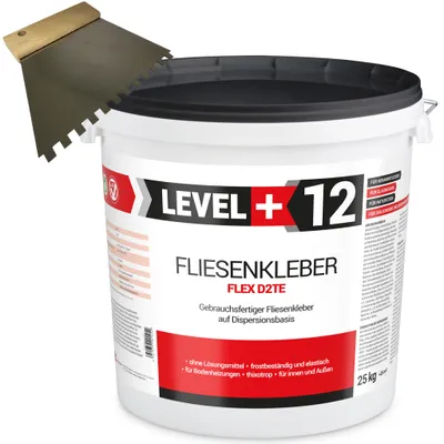 Produktbild von Dispersionkleber SET 25kg Fertig-Fliesenkleber Flex +Zahnspachtel 6mm L+12