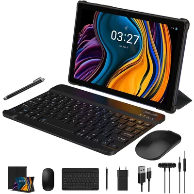 Produktbild von YOTOPT Tablets 10 Zoll mit Tastatur und Maus, 19GB+128GB, Android 13.0, Octa-Core, 5G WIFI/Bluetooth, 8000 mAh, Type-C/SD, Y121, Grau