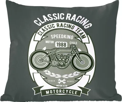 Produktbild von MuchoWow® Zierkissen Sofakissen Wohnzimmer Dekokissen 40x40 cm Motorrad - Briefe - Vintage - Zitat - Foto Kissen - Schlafzimmer Dekoration