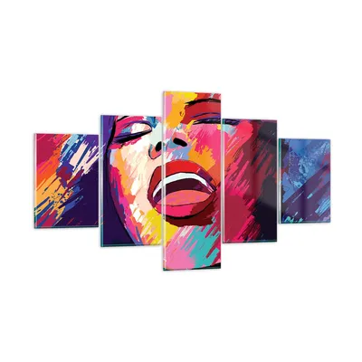 Produktbild von Bilder auf glas - Frau Abstraktion - 125x70cm - Glasbilder - Wandbilder - Kunstdruck - zum Aufhängen bereit - Wanddekoration aus Glas - Glas Bilder - Wandbild auf Glas - 5 Teile - GEA125x70-4019
