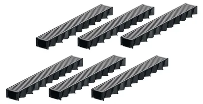 Produktbild von 6x1m ACO Hexaline 2.0 Entwässerungsrinne Stegrost Stahl verzinkt Bodenrinne Terrassenrinne
