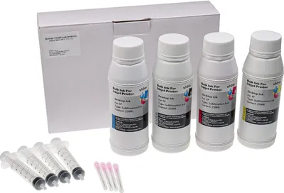 Produktbild von vhbw 4x Sublimationstinte kompatibel mit Ricoh Aficio GX E5550N, GX E5500N Sublimationsdrucker - Refillset Cyan, Magenta, Yellow, Schwarz, 250ml