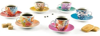 Produktbild von Famanu Kaffeetassen Set - 6 Porzellan Tassen mit Untertassen