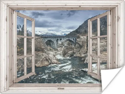 Produktbild von MuchoWow® Poster Aussicht - Brücke - Wasser 40x30 cm - Plakate für die Wände - Poster Wohnzimmer
