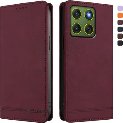 Produktbild von Hülle für Motorola Edge 70, Retro Kunstleder Ständer Klapphülle mit Kartenfächer und Magnetische Rot