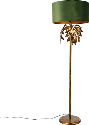Produktbild von QAZQA - Klassisch I Antik Vintage Stehlampe Antik Gold I Messing mit grünem Schirm - Linden I Wohnzimmer I Schlafzimmer - Stahl Rund - LED geeignet E27