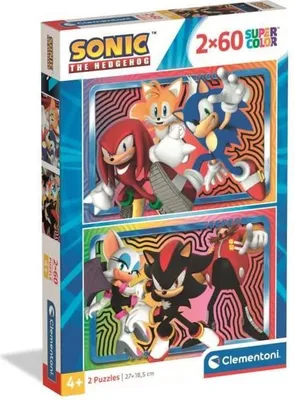 Image de Puzzle Clementoni Sonic, 2 x 60 Pièces, 27 x 18 cm, Jeu Éducatif