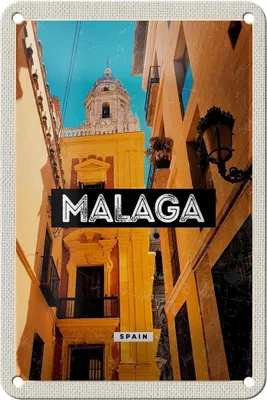 Produktbild von Blechschild Reise 12x18cm Malaga Spain Altstadt Retro Geschenk Schild