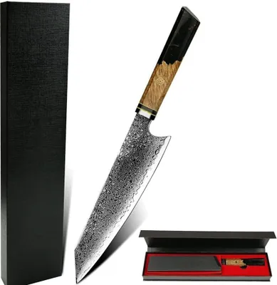 Image de Couteau de cuisine damassé IS-14038 - Noir KP14038