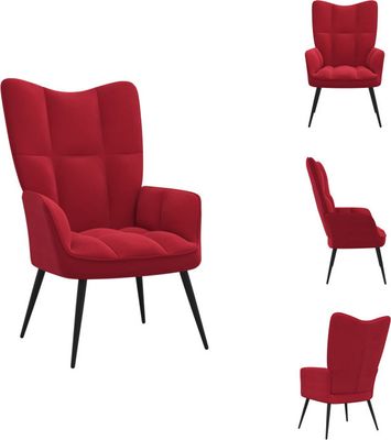 vidaXL Fotel Relax aksamitny w kolorze czerwonego wina - Fotel