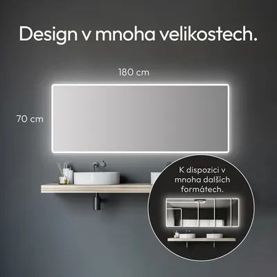 Obrázek produktu pro Koupelnové zrcadlo s osvětlením TALOS Moon LED koupelnové zrcadlo 180x70 cm - odolné proti vlhkosti díky hliníkovému rámu - barva světla neutrální bílá