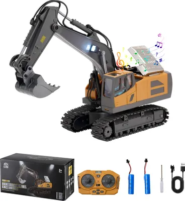 Produktbild von VEVOR RC-Baggerspielzeug, 11 Kanäle, RC-Baggerspielzeug im Maßstab 1:20, funktionierendes Baufahrzeug, 2 Batterien, Geburtstagsgeschenk