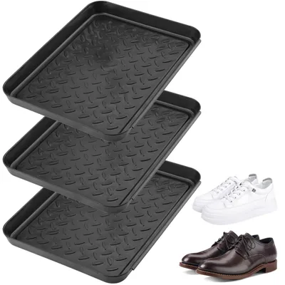 Schuh-Abtropfschalen-Set, 3-teilig, 35x27,5x3 cm, Kunststoff