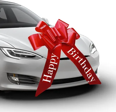 Imagen del producto de Lazo rojo grande, de 58 cm, reutilizable con cordón, ideal para decorar coches y regalos