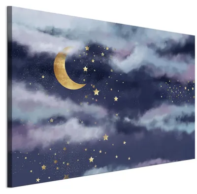 Produktbild von LUMASOUL Wandbilder Wohnzimmer Leinwandbild Nacht 90x60 cm1-teiliges Bild für Schlafzimmer Flur Büro und Küche modernes Foto-Motiv