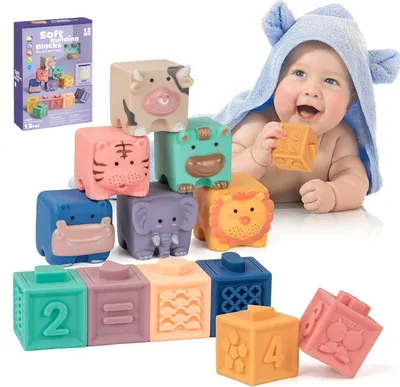 Zdjęcie produktu dla Miękkie klocki sensoryczne dla dzieci – 12 elementów