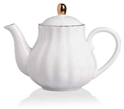 Teekanne Keramik 1100 ml mit Edelstahl-Infuser, Weiß