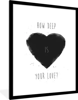 Produktbild von MuchoWow® Gerahmtes Poster Liebe - Herz - Schwarz - Zitat 60x80 cm - Poster mit Schwarzem Bilderrahmen Wandposter Rahmen Foto Bilder - Wohnzimmer - Dekorationen - Prämie