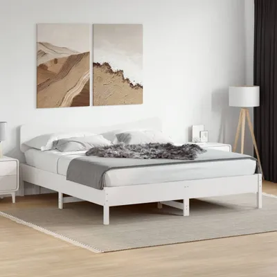Productafbeelding van Maison Exclusive - Massief houten bed zonder matras, wit, 200x200 cm, van grenenhout