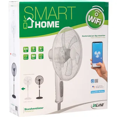 Produktbild von InLine SmartHome Stand-Ventilator, schwarz, Haushalts-Lamellenlüfter, Schwarz, Flur, 57 dB, 3200 m³/h, 80°