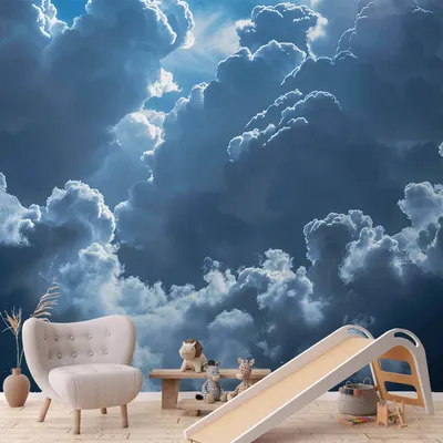 Produktbild von Selbstklebende Folie Fototapete - Animated Scenery: The Sun Battling with Clouds 98x70 cm Muster b-H-10050-a-a