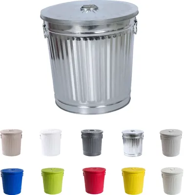 Produktbild von Jinfa Mülleimer mit Deckel, Ascheeimer, Abfallbehälter, Mülltonne, Papierkorb aus Metall, Zink,  Ø 21,5 cm, Höhe 21,5 cm 7 Liter