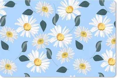 Produktbild von MuchoWow® Schreibtischunterlage Gänseblümchen - Blau - Muster 60x40 cm - XXL Mauspad - Großes Mauspad