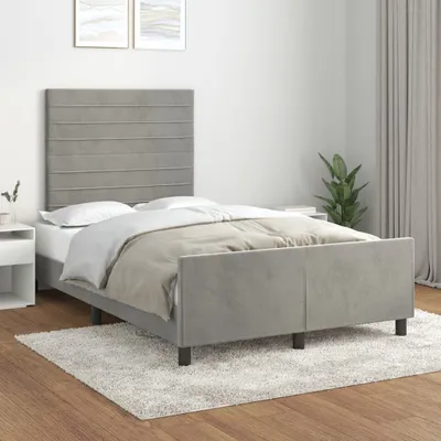 Produktbild von Bettgestell mit Kopfteil Hellgrau 120x200 cm Samt