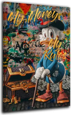 Produktbild von Duck Pop Art My Rules wandbild Leinwandbild Kunstdruck XL Wanddeko: 60x90x4cm