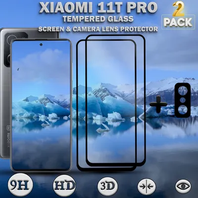 Produktbild von 2-Stück Xiaomi 11T Pro Displayschutzfolie und Objektivschutz aus gehärtetem Glas 9H
