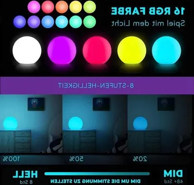 Image de Lampe globe LED 20 cm avec télécommande pour l'intérieur et l'extérieur – éclairage d'ambiance changeant de couleur – 16 couleurs RVB – intensité réglable – rechargeable par USB – étanche IP65
