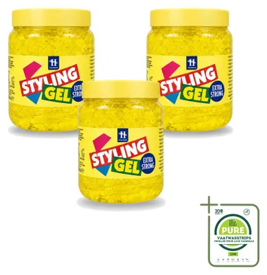 Zdjęcie produktu dla 3 sztuki żelu do stylizacji włosów Hegron, bardzo mocny – 500 ml – opakowanie zbiorcze