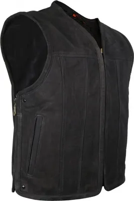 Produktbild von Herren Lederweste mit Reißverschluss Bikerweste Kutte Lederkutte Nubukleder Matt(3XL)
