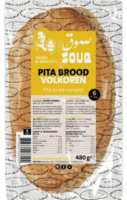 Produktbild von Souq Pita Brot Vollkorn 480g – Knuspriges Vollkorn-Pitabrot, ballaststoffreich