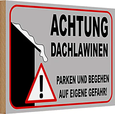 Produktbild von Holzschild 30x20cm Achtung Dachlawinen Gefahr Warnschild