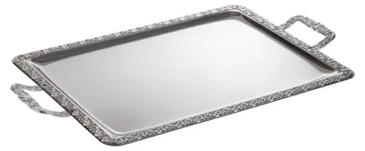 Produktbild von APS 81 Tablett SCHÖNER ESSEN, 62 x 36 cm, Edelstahl, mit Dekorrand, Griffe verchromt, Germany