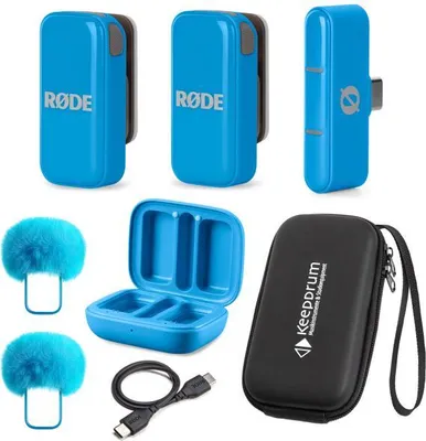 Produktbild von Rode Wireless Micro Drahtloses Mikrofon-System USB-C Blau mit Softcase
