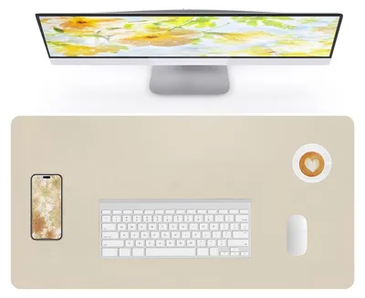 Zdjęcie produktu dla Podkładka pod mysz na biurko, imitacja skóry , beżowa, 90 x 43 cm