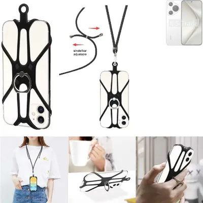 Produktbild von K-S-Trade 3in1 Handykette Handyband Handykordel Halsband Smartphone-Ring Handy-Ring kompatibel mit Huawei Pura 70 Fingerhalterung Handyring