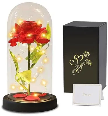 Produktbild von Famanu Ewige Rosen mit LED-Licht - Romantische Kunstblumen