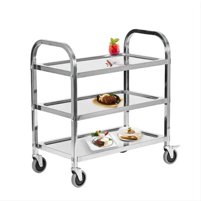 Edelstahl-Trolley 3 Etagen, klappbar, 75x40x83,5 cm