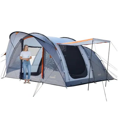 Produktbild von Skandika Egersund Tunnelzelt für 5 Personen | Camping Zelt mit Sleeper Technologie, eingenähter Zeltboden, Schwarze Schlafkabine, 2 m Stehhöhe