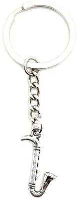 Produktbild von Onwomania Schlüsselanhänger Tuba Posaune Waldhorn Silber Metall Anhänger Charm