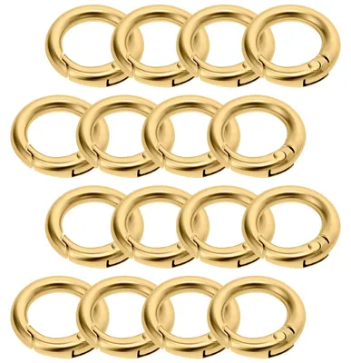 Mini-Karabinerhaken, 16 Stück, rund, 2 cm, gold, für Schlüssel & Basteln