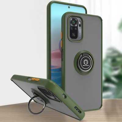 Produktbild von Redmi Note 10S Hülle, Ring Halter Ständer Matte Transluzent TPU Rahmen Stoßfest Schutzhülle für Xiaomi Redmi Note 10 4G / Note 10S Grün