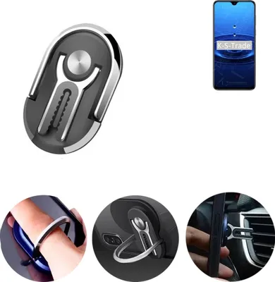 Produktbild von K-S-Trade 3in1 Smartphone-Ring Handy-Ring kompatibel mit Cubot R15 Fingerhalterung  Handyring Tischständer Lüftungsgitter-Halterung Tisch Ständer