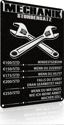 Image de Yiruhe Mécanicien Taux horaire Plaque métallique 20x30 cm pour atelier et garage