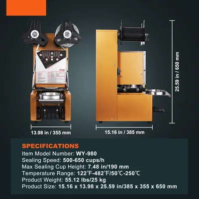 Immagine prodotto di Macchina sigillatrice per bicchieri - Macchina per sigillare bicchieri - Sigillatrice automatica per bicchieri - Macchina per l'imballaggio di bevande