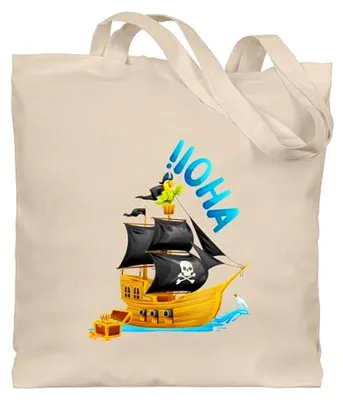 Produktbild von Baumwolltasche mit Piratenschiffmotiv - Geschenkidee für Piratenpartys